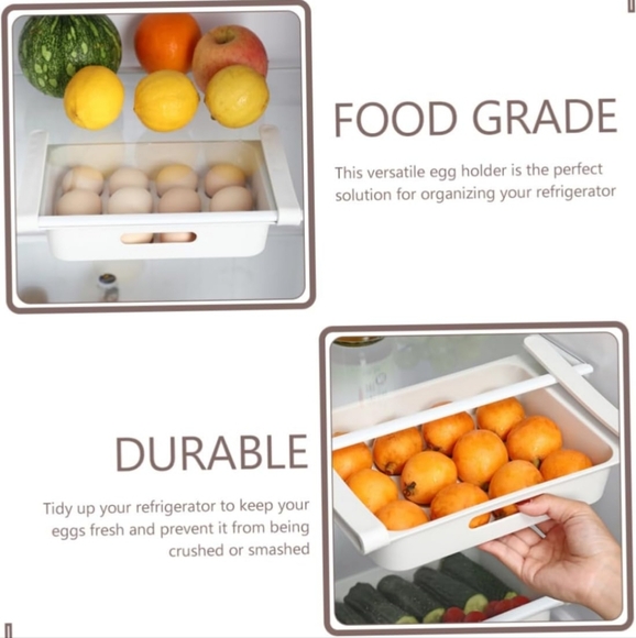 Storage Essentials Large White Egg Storage Tray Food Holder Organizer Shelf - Picture 3 of 16